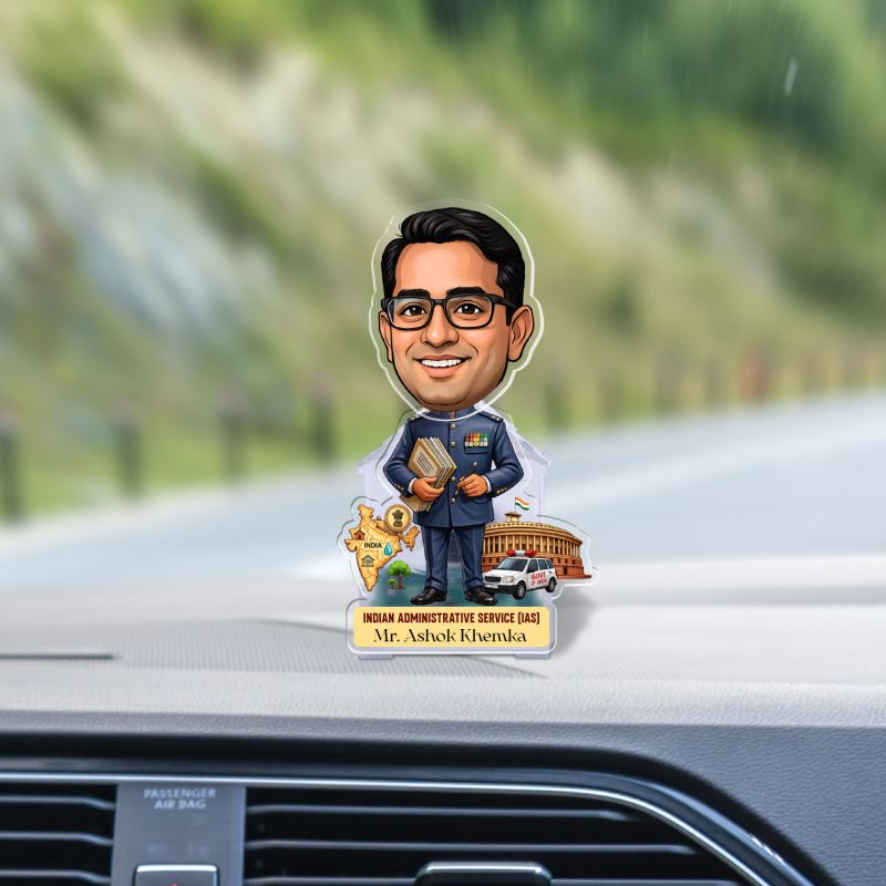 Personalized Indian Administrative Service (IAS) Caricature for Office & Home Decor Gift for IAS Officers & Aspirants Professional Gift for Civil Servants Battery Powered Shaking Head